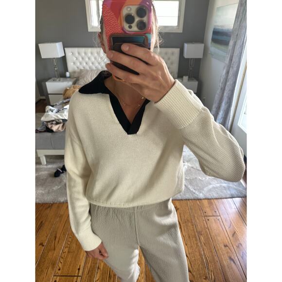 Velvet Lucie v-neck Sweater cream/black NWT X-Small - Picture 8 of 11